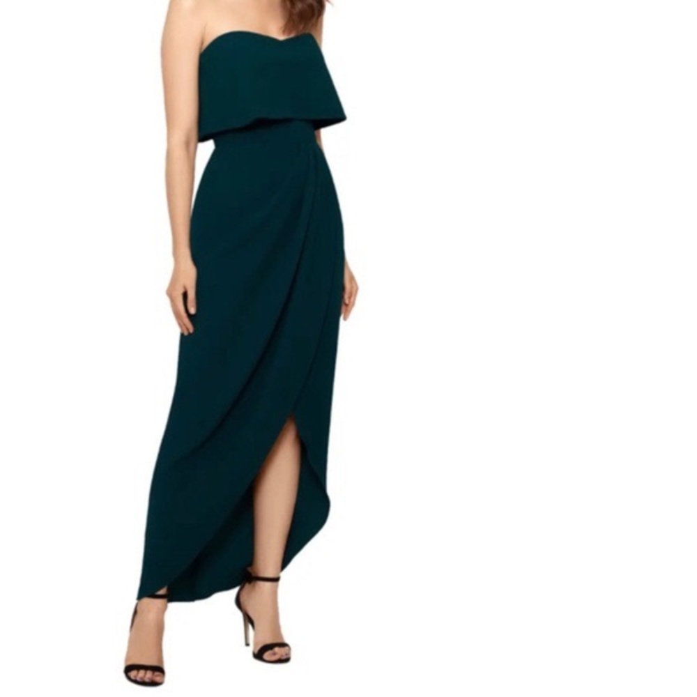 XSCAPE Women Sleeveless strapless Sweet Neckline crepe dress  color tel …